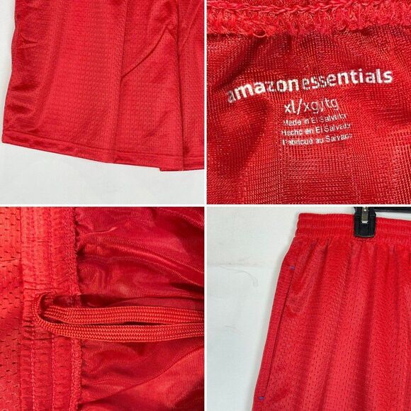 New Mens Athletic Mesh Shorts XL Jersey Pockets Red Gym Basketball - Picture 7 of 11